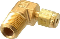 Parker - 1/8" OD, Brass Male Elbow - 3,600 Max Working psi, 9/16" Hex, Comp x MNPT Ends - Apex Tool & Supply