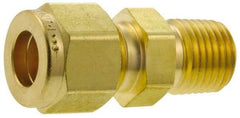 Parker - 1/2" OD, Brass Male Connector - 2,200 Max Working psi, 1-3/8" Hex, Comp x MNPT Ends - Apex Tool & Supply
