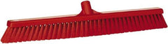 Vikan - 24" Fine Particle Synthetic Push Broom - 2" Bristle Length, Plastic Block, European Threaded Handle Connection - Apex Tool & Supply