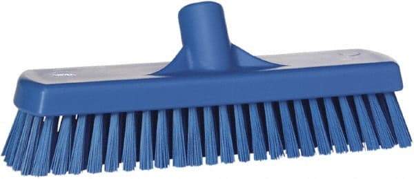 Vikan - 1.7" Bristle Length, Polyester Scrub Brush - 2-1/2" Wide Head, 19" OAL, Blue, Polypropylene Block - Apex Tool & Supply