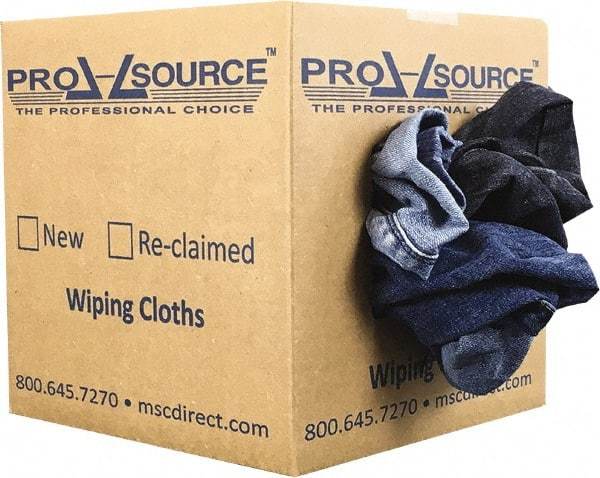 PRO-SOURCE - Reclaimed Rags - Assorted Colors, Denim, Low Lint, 5 Lbs. at 2 to 4 per Pound, Box - Apex Tool & Supply