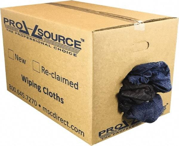 PRO-SOURCE - Reclaimed Rags - Assorted Colors, Denim, Low Lint, 25 Lbs. at 2 to 4 per Pound, Box - Apex Tool & Supply