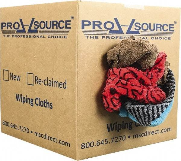 PRO-SOURCE - Reclaimed Rags - Assorted Colors, Terry Cloth, Medium Lint, 5 Lbs. at 3 to 4 per Pound, Box - Apex Tool & Supply