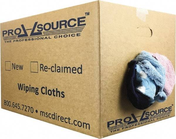 PRO-SOURCE - Reclaimed Rags - Assorted Colors, Terry Cloth, Medium Lint, 25 Lbs. at 3 to 4 per Pound, Box - Apex Tool & Supply