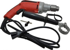 Milwaukee Tool - 3/8" Keyed Chuck, 1,200 RPM, Pistol Grip Handle Electric Drill - 7 Amps, 120 Volts, Reversible, Includes 3/8" Magnum Drill, Chuck Key with Holder, Side Handle - Apex Tool & Supply