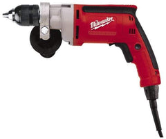 Milwaukee Tool - 3/8" Keyless Chuck, 1,200 RPM, Pistol Grip Handle Electric Drill - 7 Amps, 120 Volts, Reversible, Includes 3/8" Magnum Drill & Side Handle - Apex Tool & Supply