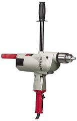 Milwaukee Tool - 3/4" Keyed Chuck, 350 RPM, Spade Handle Electric Drill - 10 Amps, 120 Volts, Reversible, Includes Pipe Handle - Apex Tool & Supply