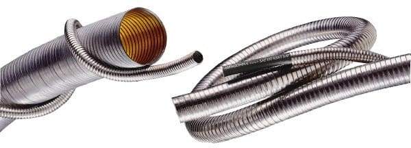 Kuriyama of America - 3" ID x 3-1/4" OD, -60 to 1,800°F, Stainless Steel Unlined Flexible Metal Duct Hose - 0.017 to 0.02 Gage Thickness, 11" Bend Radius, 25' Long - Apex Tool & Supply