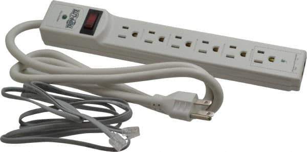 Tripp-Lite - 6 Outlets, 120 Volts, 15 Amps, 4' Cord, Power Outlet Strip - Free Hanging, Keyhole Mount, 5-15P NEMA Configuration, 10.8" Strip, UL1449 3rd Edition - Apex Tool & Supply