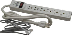 Tripp-Lite - 6 Outlets, 120 Volts, 15 Amps, 4' Cord, Power Outlet Strip - Free Hanging, Keyhole Mount, 5-15P NEMA Configuration, 10.8" Strip, UL1449 3rd Edition - Apex Tool & Supply