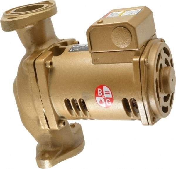 Bell & Gossett - 1/6 hp, 9-1/8" Long, 1 Phase, Bronze Housing, Noryl Impeller, Inline Circulator Pump - 115 Volt, 60 Hz, 6-3/8" Flange Width, Bell & Gossett Part No. 1BL004, 150 Max psi, ODP Motor - Apex Tool & Supply