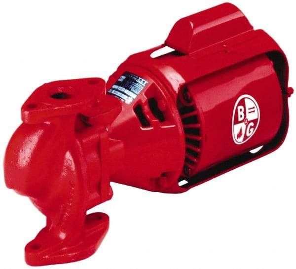 Bell & Gossett - 1/3 hp, 17-1/2" Long, 1 Phase, Cast Iron Housing, Brass Impeller, Inline Circulator Pump - 115/230 Volt, 60 Hz, 10" Flange Width, Bell & Gossett Part No. 102226, 125 Max psi, ODP Motor - Apex Tool & Supply