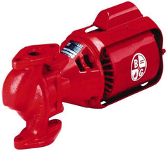 Bell & Gossett - 3/4 hp, 20-1/4" Long, 3 Phase, Cast Iron Housing, Brass Impeller, Inline Circulator Pump - 208/230/460 Volt, 60 Hz, 12" Flange Width, Flanges Included, Bell & Gossett Part No. 105101, 125 Max psi, ODP Motor - Apex Tool & Supply