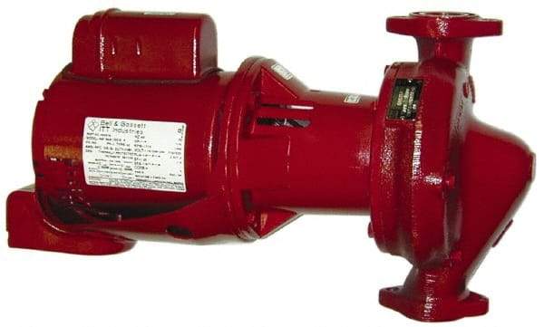 Bell & Gossett - 1/2 hp, 23" Long, 1 Phase, Cast Iron Housing, Cast Bronze Impeller, Inline Circulator Pump - 115/230 Volt, 60 Hz, 13-1/2" Flange Width, Flanges Included, Bell & Gossett Part No. 60-15, 175 Max psi, ODP Motor - Apex Tool & Supply