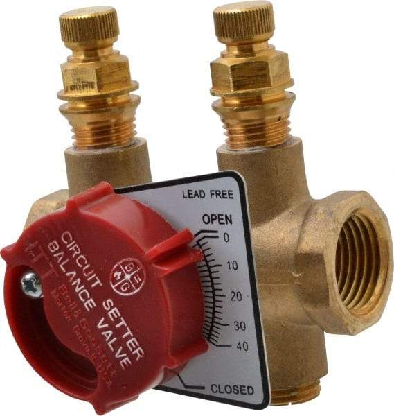 Bell & Gossett - 1/2" Pipe, Threaded End Connections, Inline Calibrated Balance Valve - 2-15/16" Long, 2-3/4" High, 300 Max psi, Brass Body - Apex Tool & Supply