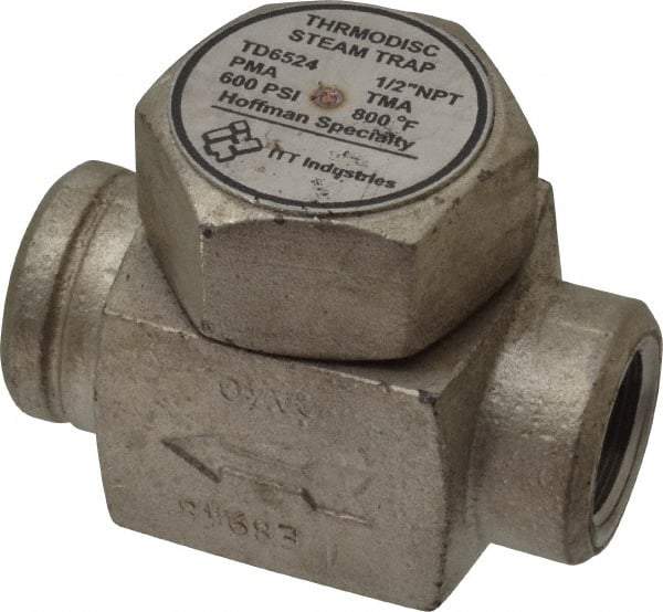 Hoffman Speciality - 1/2 Female" Pipe, Stainless Steel Thermodisc Steam Trap - 600 Max psi - Apex Tool & Supply