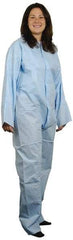 PRO-SAFE - Size 4XL Polypropylene General Purpose Coveralls - Blue, Zipper Closure, Elastic Cuffs, Elastic Ankles, Serged Seams, ISO Class 7 - Apex Tool & Supply