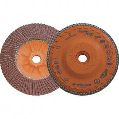 WALTER Surface Technologies - 60 Grit, 4-1/2" Disc Diam, 5/8-11 Center Hole, Zirconia Alumina Flap Disc - 13,300 Max RPM, Plastic Backing, Arbor Attaching System, Coated - Apex Tool & Supply