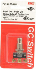 GC/Waldom - 1/2 Inch Mount Hole, Pushbutton Switch Only - Round, Chrome Pushbutton, Nonilluminated, Maintained (MA), On-On - Apex Tool & Supply