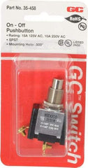 GC/Waldom - 1/2 Inch Mount Hole, Pushbutton Switch Only - Round, Chrome Pushbutton, Nonilluminated, Maintained (MA), On-Off - Apex Tool & Supply