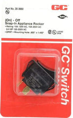 GC/Waldom - DPST, Momentary (MO), On-Off Sequence, Appliance Rocket Switch - 15 Amps at 125 Volts, 10 Amps at 250 Volts, 3/4 hp at 125/250 VAC, Quick Connect, Panel Mount - Apex Tool & Supply