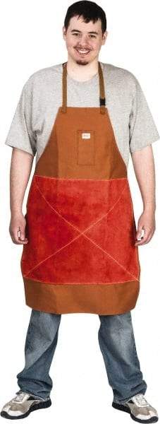 Stanco Safety Products - 24 x 36" Flame Resistant/Retardant & Welding Bib Apron - Cotton, 12 oz Material, Brown, 1 Pocket - Apex Tool & Supply