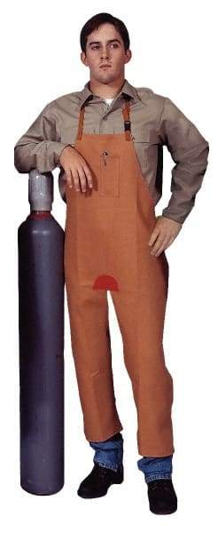 Stanco Safety Products - 24 x 48" Flame Resistant/Retardant & Welding Split Leg Apron - Cotton, 12 oz Material, Brown, 1 Pocket - Apex Tool & Supply