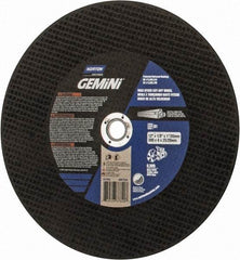 Norton - 12" 24 Grit Aluminum Oxide/Silicon Carbide Blend Cutoff Wheel - 1/8" Thick, 1" Arbor, 6,360 Max RPM, Use with Electric & Gas Powered Saws - Apex Tool & Supply