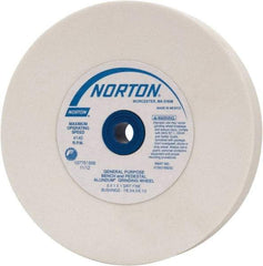 Norton - 100 Grit Aluminum Oxide Bench & Pedestal Grinding Wheel - 6" Diam x 1" Hole x 1" Thick, 4140 Max RPM, J Hardness, Fine Grade , Vitrified Bond - Apex Tool & Supply