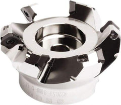 Seco - 6.93" Cut Diam, 2" Arbor Hole, 0.295" Max Depth of Cut, 45° Indexable Chamfer & Angle Face Mill - 10 Inserts, SE.. 1505 Insert, Right Hand Cut, 10 Flutes, Series QuattroMill - Apex Tool & Supply