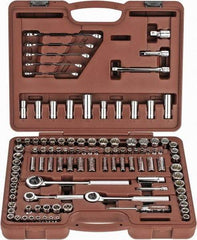 Paramount - 107 Piece 1/4, 3/8 & 1/2" Drive Standard Deep Socket Set - 6, 8 & 12 Points, 5/32 to 1/2", 4 to 13mm, Inch/Metric Measurement Standard - Apex Tool & Supply