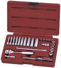 Paramount - 25 Piece 1/4" Drive Deep Well Socket Set - 12 Points, 3/16" to 9/16" Range, Inch Measurement Standard - Apex Tool & Supply
