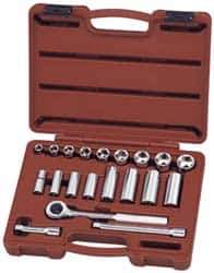 Paramount - 20 Piece 3/8" Drive Deep Well Socket Set - 6 Points, 3/8" to 7/8" Range, Inch Measurement Standard - Apex Tool & Supply