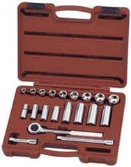 Paramount - 20 Piece 3/8" Drive Deep Well Socket Set - 6 Points, 3/8" to 7/8" Range, Inch Measurement Standard - Apex Tool & Supply