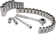 Paramount - 34 Piece 3/8" Drive Standard Deep Socket Set - 12 Points, 5/16 to 7/8", 8 to 19mm, Inch/Metric Measurement Standard - Apex Tool & Supply