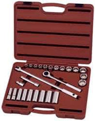 Paramount - 26 Piece 1/2" Drive Deep Well Socket Set - 6, 12 Points, 7/16" to 1" Range, Inch Measurement Standard - Apex Tool & Supply