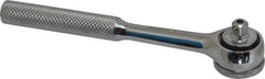 Paramount - 1/4" Drive Round Head Quick-Release Ratchet - Chrome Finish, 5-3/4" OAL, 45 Gear Teeth, Full Polished Knurled Handle, Reversible with Knurled Speed Ring Head - Apex Tool & Supply