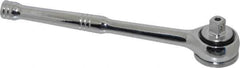 Paramount - 3/8" Drive Round Head Quick-Release Ratchet - Chrome Finish, 7-29/32" OAL, 45 Gear Teeth, Full Polished Knurled Handle - Apex Tool & Supply