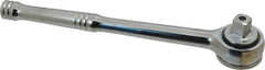 Paramount - 1/2" Drive Round Head Quick-Release Ratchet - Chrome Finish, 10-3/32" OAL, 45 Gear Teeth, Full Polished Knurled Handle - Apex Tool & Supply