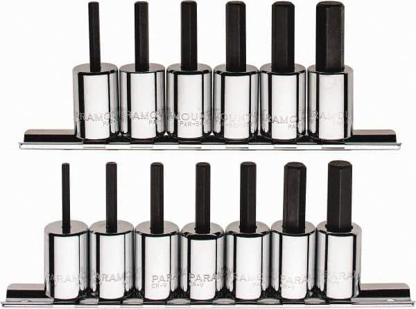 Paramount - 13 Piece 3/8" Drive Inch/Metric Hex Bit Socket Set - 1/8 to 3/8" Hex - Apex Tool & Supply