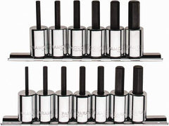 Paramount - 13 Piece 3/8" Drive Inch/Metric Hex Bit Socket Set - 1/8 to 3/8" Hex - Apex Tool & Supply