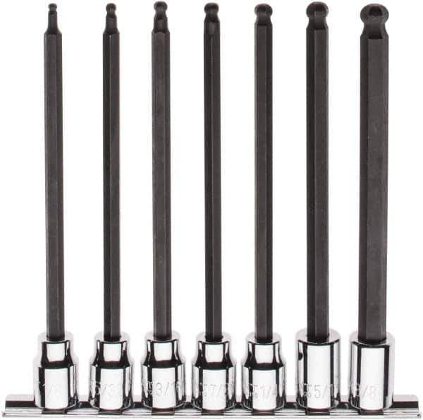Paramount - 7 Piece 3/8" Drive Inch Ball Hex Bit Socket Set - 1/8 to 3/8" Hex - Apex Tool & Supply