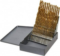 Hertel - 118° Point, TiN Finish, High Speed Steel Jobber Length Drill Bit Set - Apex Tool & Supply