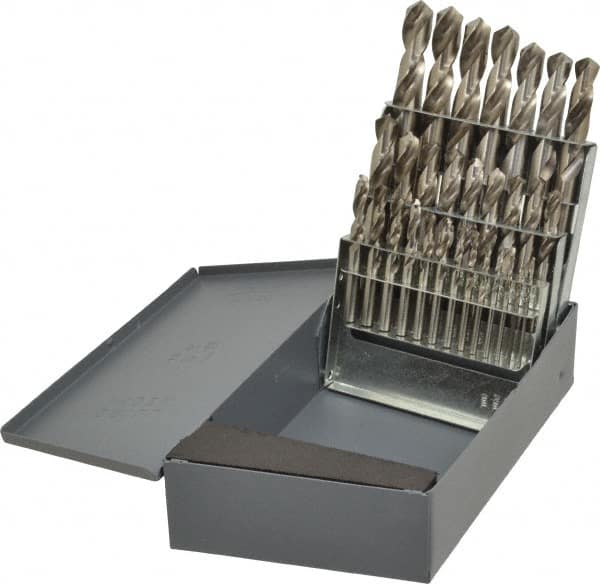 Hertel - 1/16 to 1/2", 118° Point, Bright Finish, High Speed Steel Screw Machine Length Drill Bit Set - Apex Tool & Supply