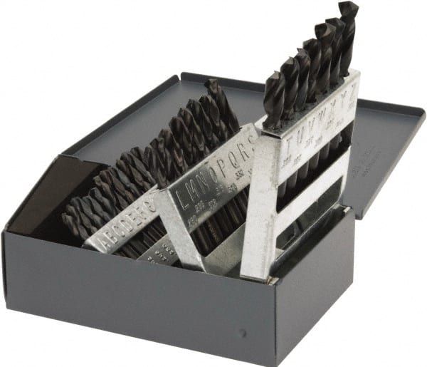 Hertel - 135° Point, Oxide Finish, High Speed Steel Screw Machine Length Drill Bit Set - Apex Tool & Supply