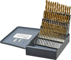 Hertel - 135° Point, TiN Finish, High Speed Steel Screw Machine Length Drill Bit Set - Apex Tool & Supply