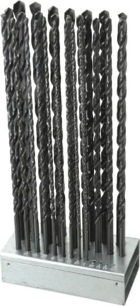 Hertel - 1/8 to 1/2", 118° Point, Oxide Finish, High Speed Steel Aircraft Extension Length Drill Bit Set - Apex Tool & Supply