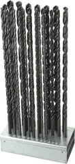 Hertel - 1/8 to 1/2", 118° Point, Oxide Finish, High Speed Steel Aircraft Extension Length Drill Bit Set - Apex Tool & Supply