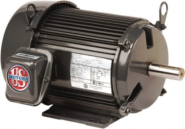 US Motors - 1.5 hp, TEFC Enclosure, No Thermal Protection, 1755, 1440 RPM, 208-230/460 & 190/380 Volt, 60/50 Hz, Three Phase Premium Efficient Motor - Apex Tool & Supply