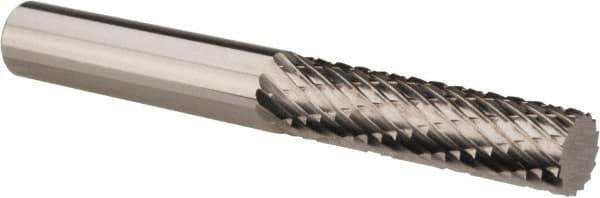 Atrax - 1/4" Cut Diam, 1/4" Shank Diam, Cylinder Head Double Cut Burr - Carbide, Flat End, 1" LOC, 2-1/4" OAL - Apex Tool & Supply